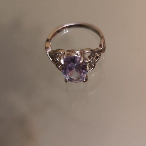Silver vintage ring with white zircon, size 8, like new