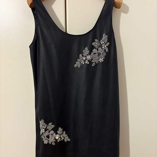 Zara leather dress like new with bead embroidery black size M