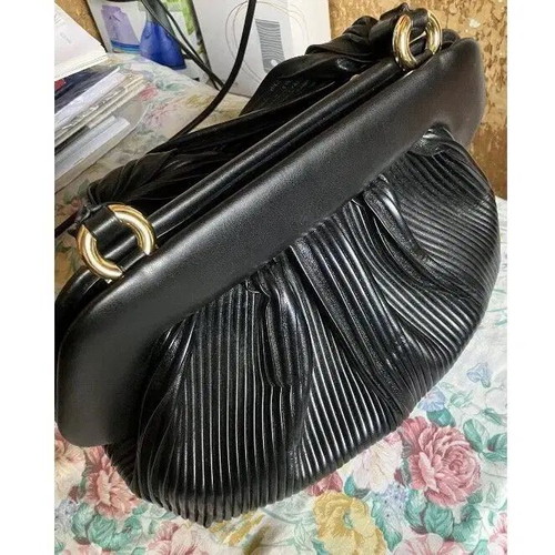 Themoire shoulder bag black plisse style like new