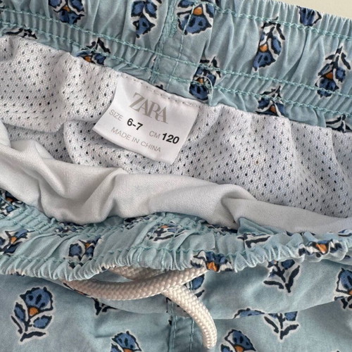 Zara Kids Blue Swim Shorts with Floral Print Size 6-7 Years Like New