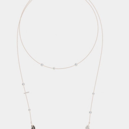 Swarovski Naughty Double Wrap Necklace with Feather, new, rose gold and silver