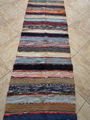 Vintage handmade rag rug runner 230x73cm like new