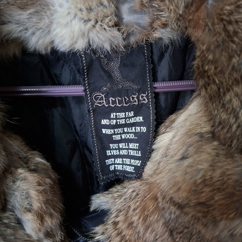Access women's jacket small with fur, like new, black and blue