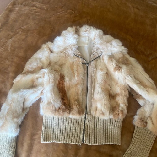 Natural rabbit fur jacket like new, beige