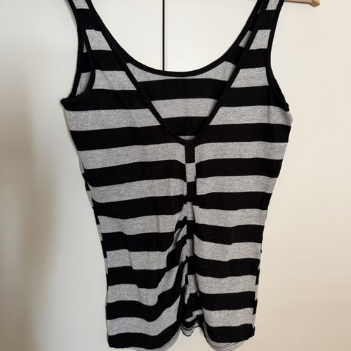 Bershka blouse with subtle shine in gray stripes, size M, like new