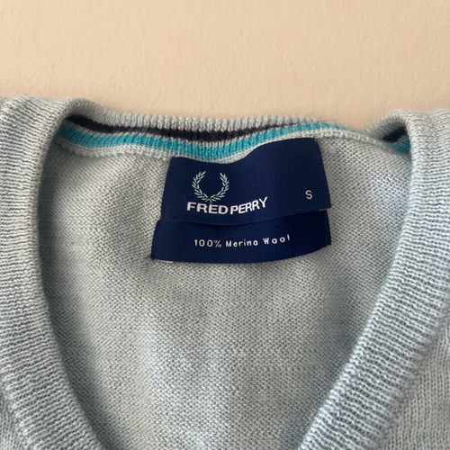 Fred Perry thin sweater used, turquoise, size S