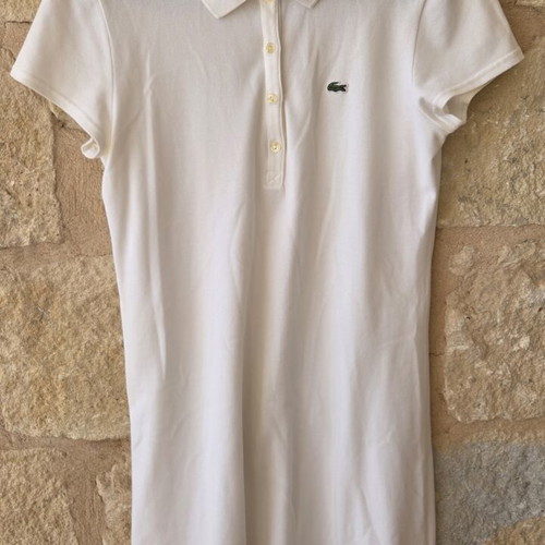 Lacoste Women's Pique Knit Polo Dress like new, white, size 38