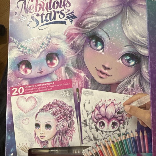 Nebulous Stars painting block with 20 images, 15 watercolor pencils and brush pen