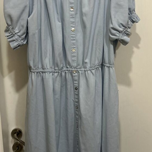 Light blue maxi dress plus size, linen cotton viscose blend