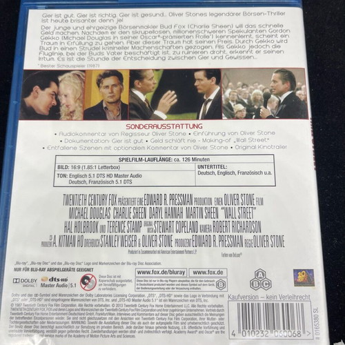 Wall Street Blu-ray new, action movie