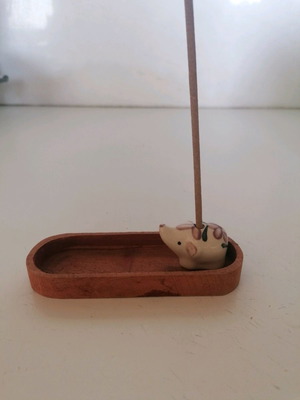 Porcelain small elephant incense stick holder used