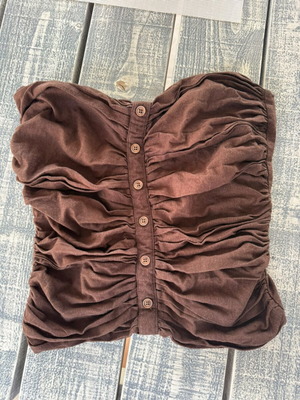 Zara strapless top like new, brown with ruching and buttons