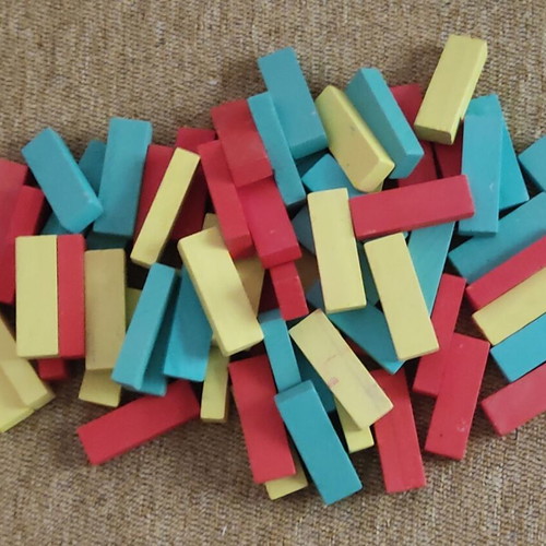 Wooden blocks used, pack of 153 pieces with educational toy