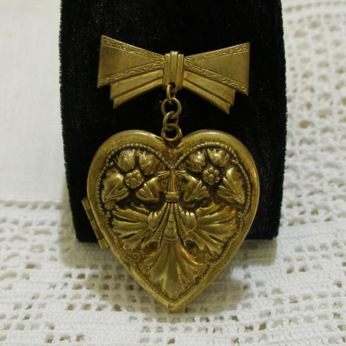 Victorian brass smoked finish brooch