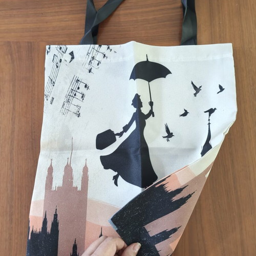 Mary Poppins Canvas Tote Bag New Shoulder Bag Beige Multicolor