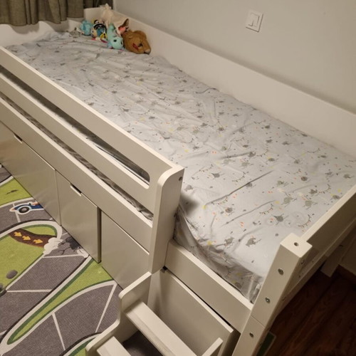 Single kids bed with storage cupboards 90x200