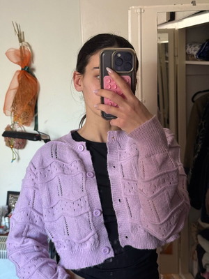 Crop cardigan like new, purple, size S