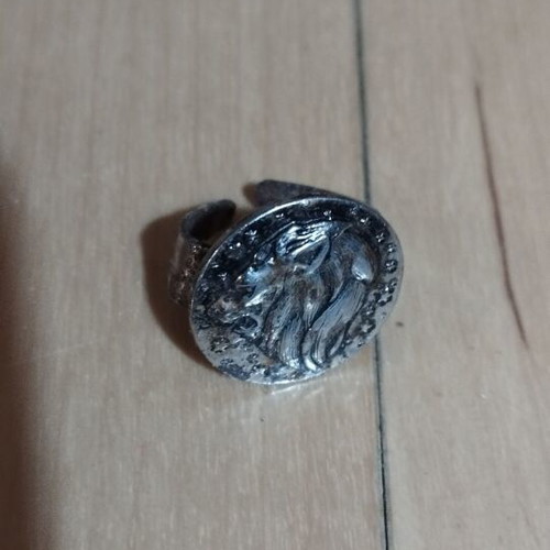 Iron ring with lion head used, gray