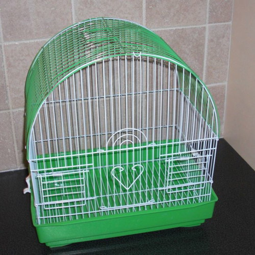 Bird cages new, set of 4, red and green with accessories