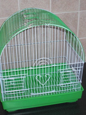 Κλουβιά πουλιών καινούργια, σετ 4, κόκκινα και πράσινα με εξοπλισμό