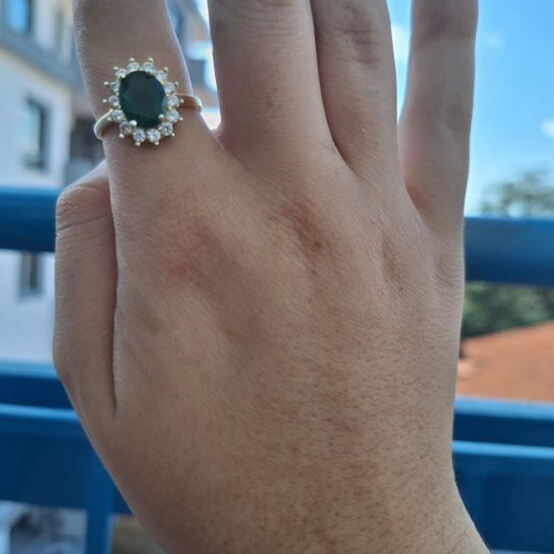Silver gold-plated ring with hallmark