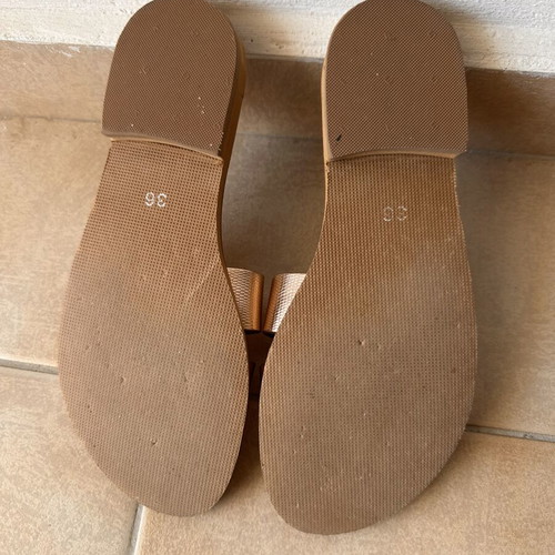 Pink gold sandals like new, size 36 narrow fit