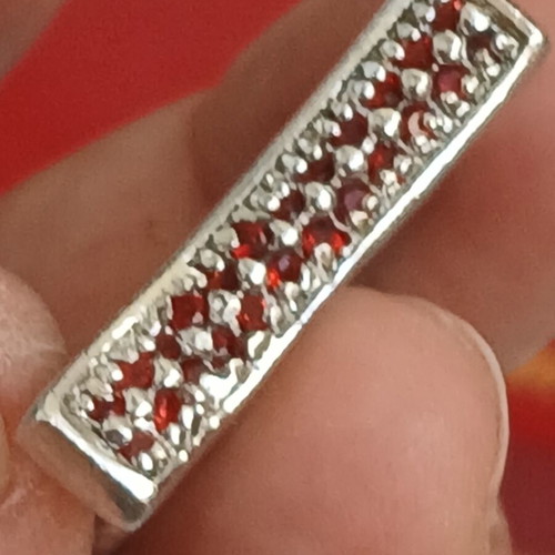 925 silver ring with red zirconia, 17 mm