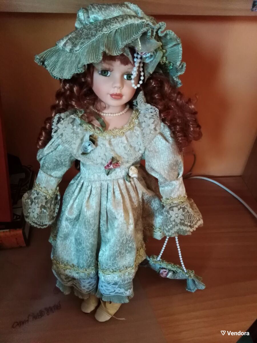 green emerald velvet dress Collector's Choice Genuine Fine Bisque Porcelain Doll – Jubilee Thrift main image 1