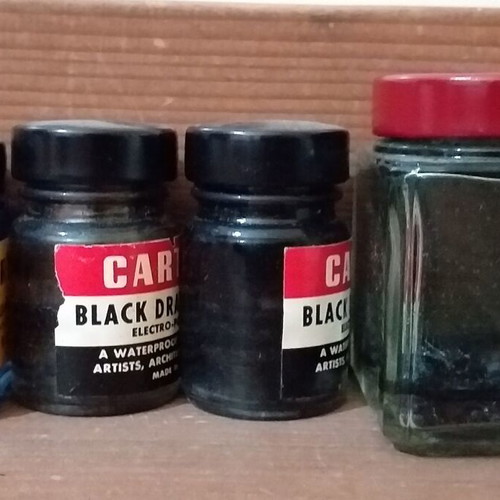 Ink bottles used, set of 8 collectible Liberty, Carter, Elvita