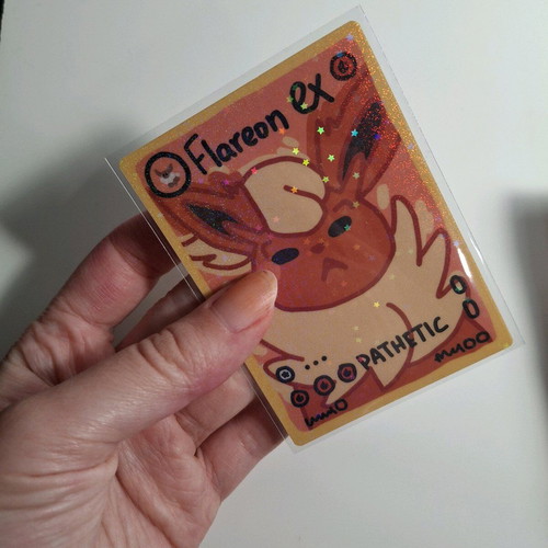 Custom Pokemon card Derpymon Flareon new with foil effect