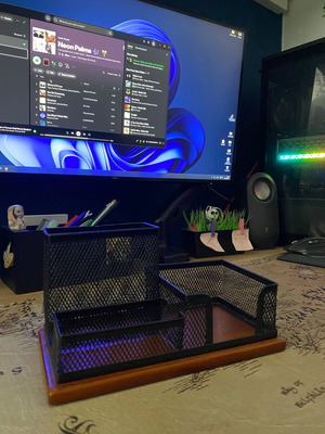 Pen holder with 3 storage compartments used