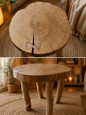 Coffee table made from natural tree trunk like new