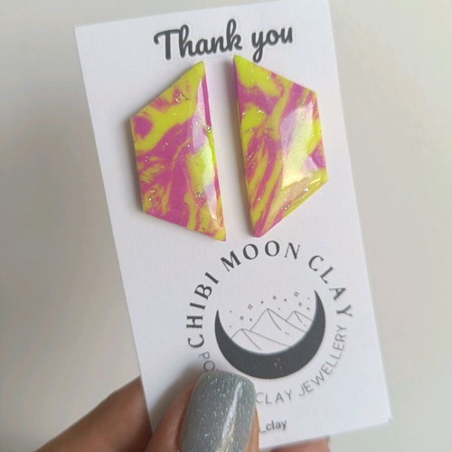 Geometric earrings summer new, purple and yellow