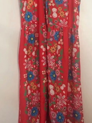 Karavan summer dress with belt, like new, red floral