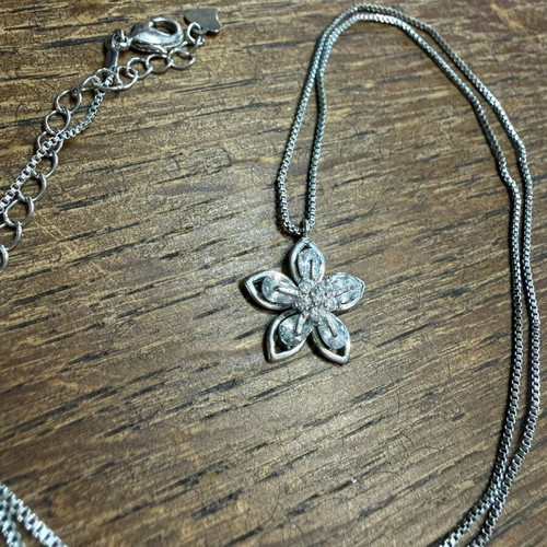 Flower necklace stainless steel with zircon stones new