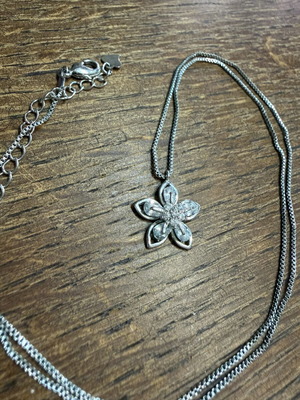 Flower necklace stainless steel with zircon stones new