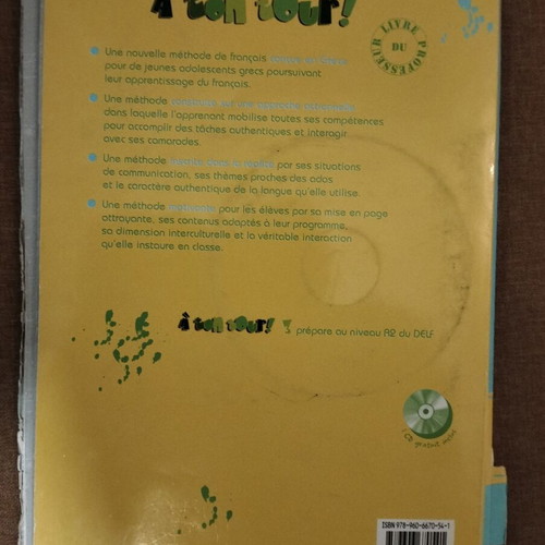 À ton tour 3 French learning books used, level A2, 2009 edition, pack of 3