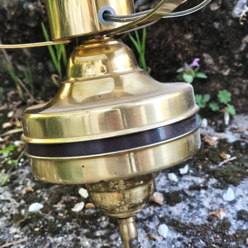 Vintage Swedish brass chandelier lamp used, second half of 20th century
