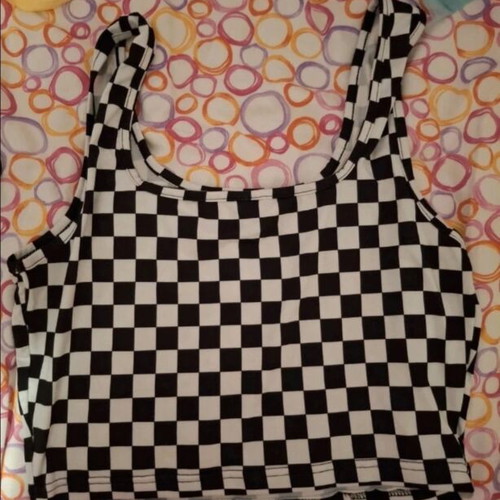 Shein black and white checkered top