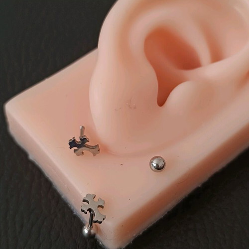 Unisex stainless steel cross stud earrings