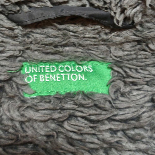 Benetton boys' jacket with inner fur like new, gray, age 10