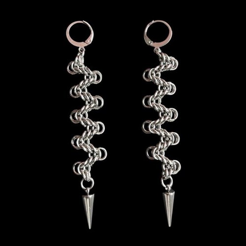 Chainmail earrings handmade from stainless steel silver, new