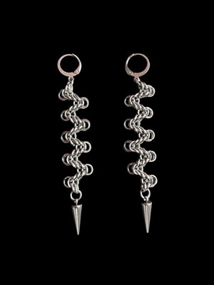 Chainmail earrings handmade from stainless steel silver, new