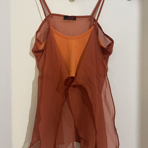 See-Through Crop Top with Straps new, orange, one size