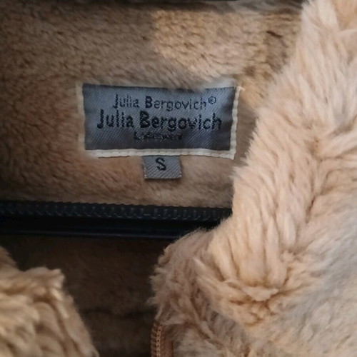 Aviator jacket Julia Bergovich like new, beige mouton with synthetic fur collar