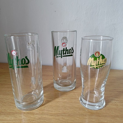 Mythos beer glasses set of 3, like new, 0.25l