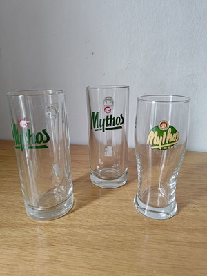 Mythos beer glasses set of 3, like new, 0.25l
