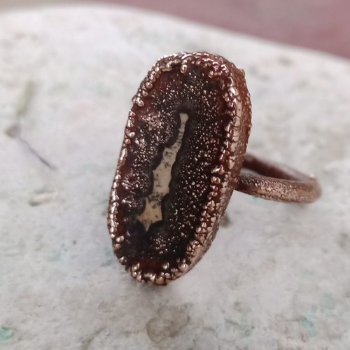 Copper ring electroforming, like new, size 56-58, brown