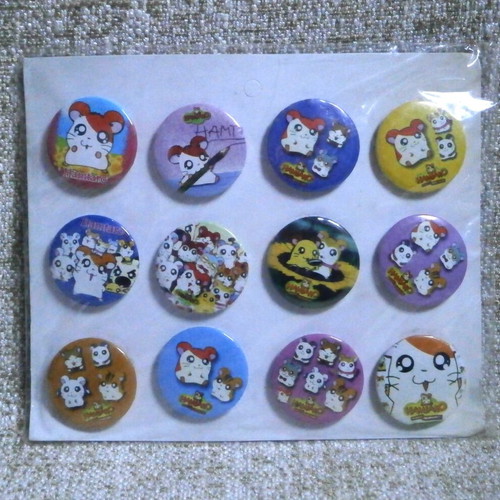 Hamtaro badges new, pack of 12 vintage pieces