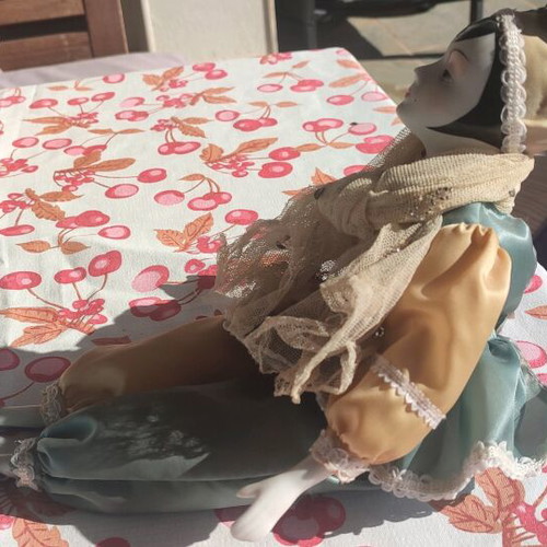 Vintage porcelain Harlequin doll used